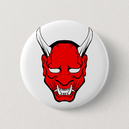 Röd japansk Hannya-mask Knapp
