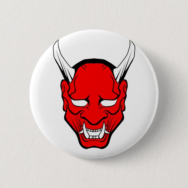 Röd japansk Hannya-mask Knapp (Framsida)