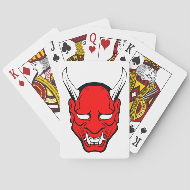 Röd japansk Hannya-mask Kortlek (Baksidan)