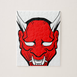 Röd japansk Hannya-mask Pussel