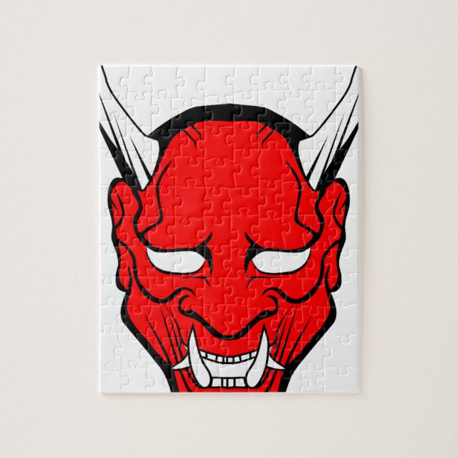 Röd japansk Hannya-mask Pussel (Vertikal)