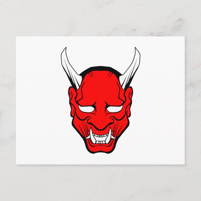 Röd japansk Hannya-mask Vykort (Framsida)