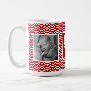 Röd japansk KÄRLEK för mönster   med foto Kaffemugg