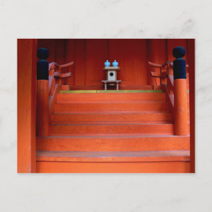 Röd japansk shrine med två små turkos Vas Vykort
