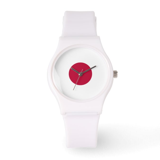 Röd japansk sol armbandsur (Framsida)