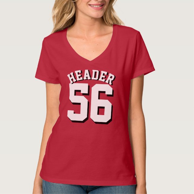 Röd & Jersey för sportar för vitvuxen | design Tee Shirt (Framsida)