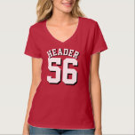 Röd & Jersey för sportar för vitvuxen | design Tröja<br><div class="desc">Röd & Jersey för sportar för vitvuxen | design •,  Kvinna Jersey T-tröja</div>