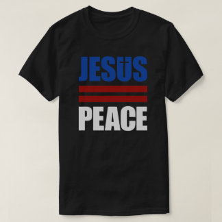 Röd JESUS=PEACE, vit, blåttskjorta Tee