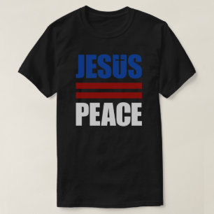 Röd JESUS=PEACE, vit, blåttskjorta Tee Shirt