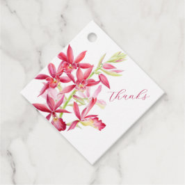 Röd jewel orchid vattenfärg bröllop tack gåvor etiketter
