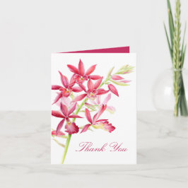 Röd jewel orchid vattenfärg bröllop tack kort