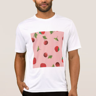 Röd jordgubbs- och körsbärsmönster Rosa frukt T Shirt