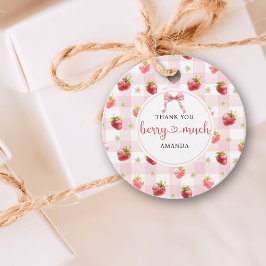 Röd Jordgubbs Rosa Randig Tack Så Mycket Gåvor Etiketter