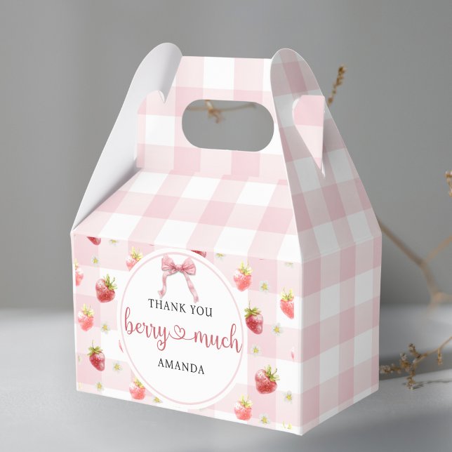 Röd Jordgubbs Rosa Rutig Tack Så Mycket Berry Presentaskar (Skapare uppladdad)