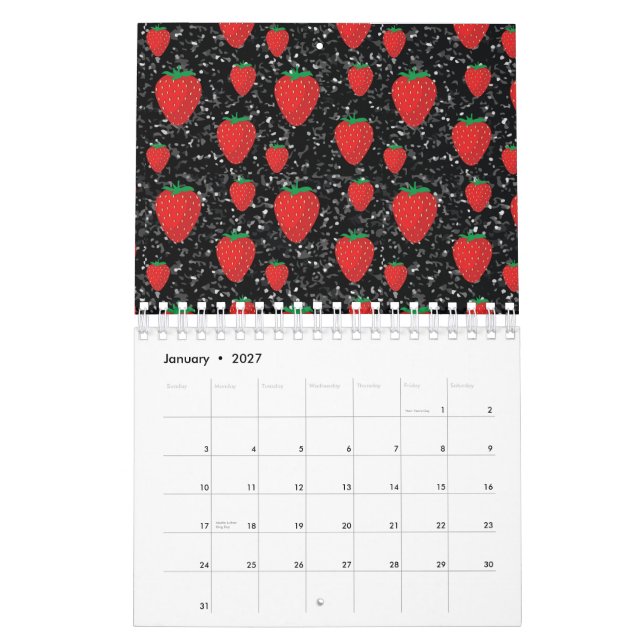 Röd jordgubbsfrukt, Älskare Söta bär, Elegant Kalender (Jan 2027)