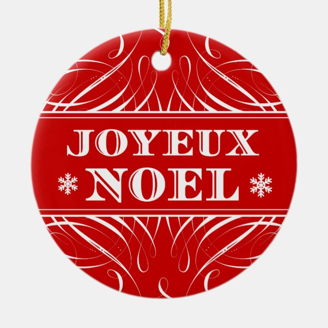Röd Joyeux Noel elegant julprydnad Julgransprydnad Keramik (Framsidan)