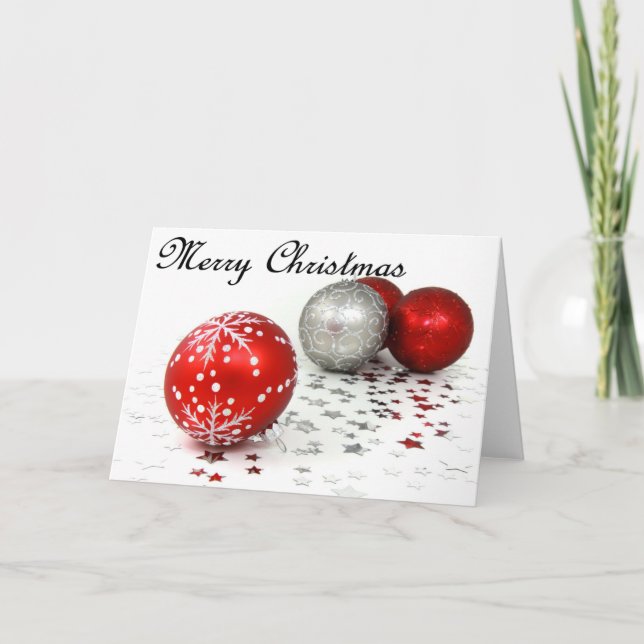 Röd jul Baubles Helgkort (Framsida)