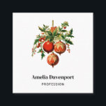 Röd jul Baubles med Holly Festive Fyrkantigt Visitkort<br><div class="desc">Affärskort med illustration av vintage stil. Tre röda jultomter omgivna av grönt och bär. Retro-coola.</div>