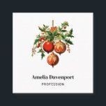 Röd jul Baubles med Holly Festive Fyrkantigt Visitkort<br><div class="desc">Affärskort med illustration av vintage stil. Tre röda jultomter omgivna av grönt och bär. Retro-coola.</div>