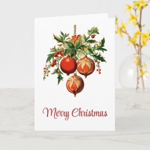 Röd jul Baubles med Holly Festive Kort