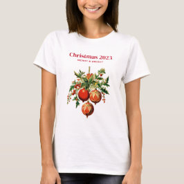 Röd jul Baubles med Holly Festive T Shirt