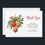 Röd jul Baubles med Holly Festive Tack Kort<br><div class="desc">Ett kort med illustration av vintage stil. Tre röda jultomter omgivna av grönt och bär. Retro-coola.</div>