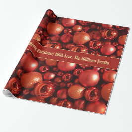 Röd jul Baubles Mönster Lägg till text Presentpapper