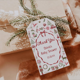 Röd jul bebis shower tackgåva tagg presentetikett