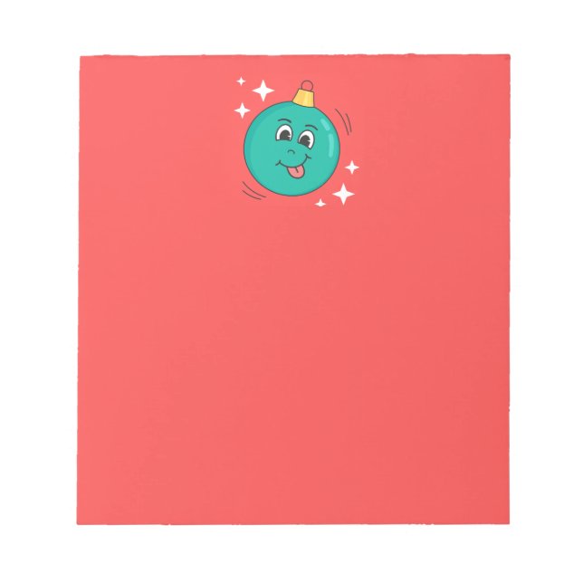 Röd jul blå emoji leende anteckningsblock (Framsida)