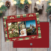 Röd jul-Blommigt Pput Family 4 Photo Collage