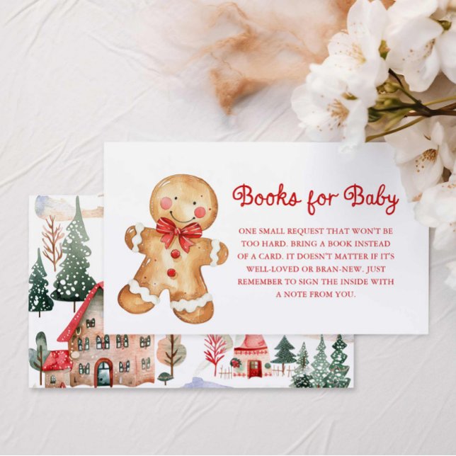 Röd jul-Bokar för Baby-inhägnadskort Tilläggskort (Gingerbread Christmas Baby Shower Books for Baby Card)
