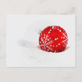 Röd jul Boll med snöflingor Vykort