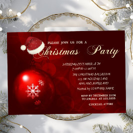 Röd jul Boll, Santa Hat, juljul Inbjudningar