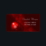 Röd jul Boll, Snöflingor, Röd Adressetikett<br><div class="desc">Jristmas boll med snöflingor på röd bakgrund. En elegant och en sofistikerad design.Anpassa med ditt namn och adress.</div>