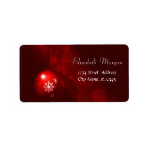 Röd jul Boll, Snöflingor, Röd Adressetikett