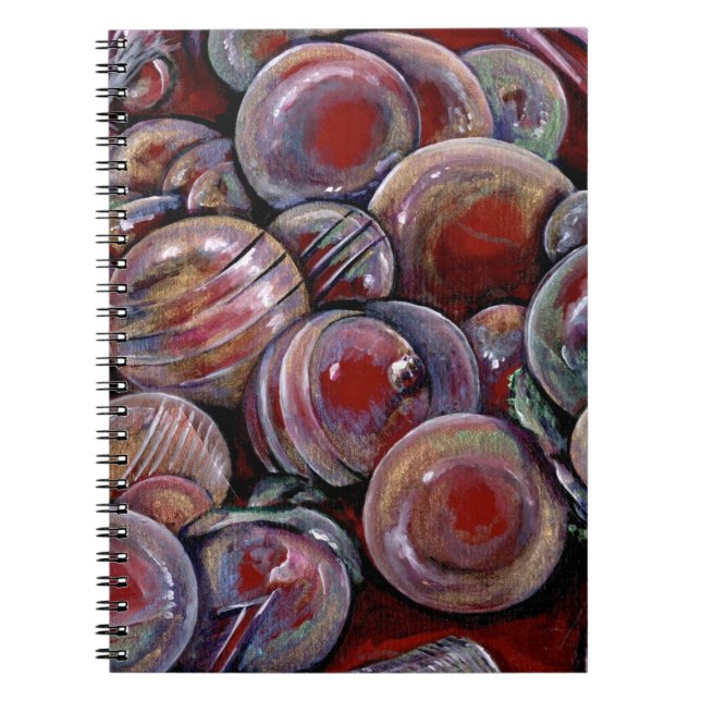 Röd jul Bollar Anteckningsbok (Framsidan)