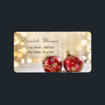 Röd jul Bollar Helgdag Adressetikett<br><div class="desc">Röd jul-bollar på båda sidor. En elegant och en sofistikerad design. Anpassa med ditt namn och information om adress.</div>