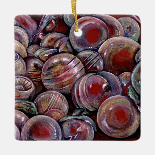 Röd jul Bollar Julgransprydnad Keramik (Framsida)