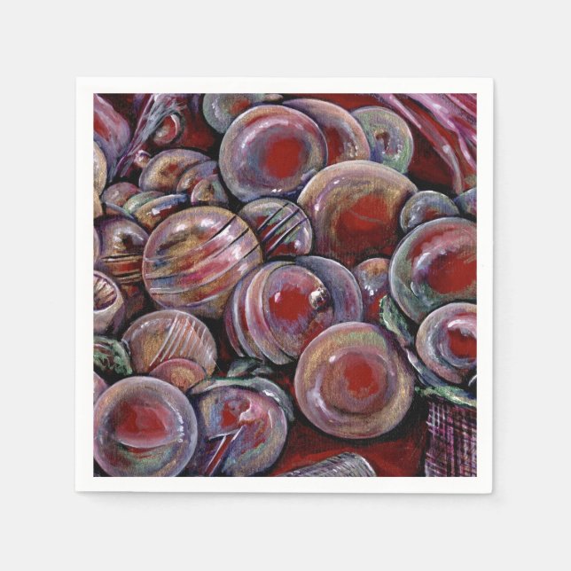 Röd jul Bollar Pappersservett (Framsidan)