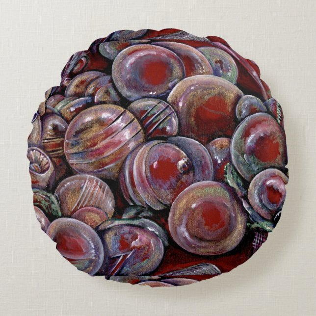 Röd jul, Bollar Rund Kudde (Framsidan)