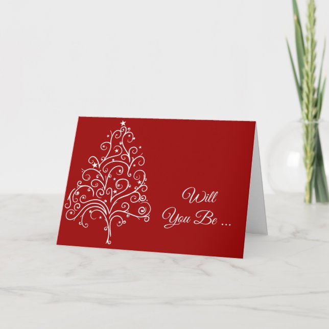Röd jul Bröllop blir min bridesmaid Inbjudan (Framsida)