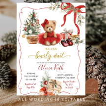 Röd jul Coquette Bear Flicka Bebis Shower