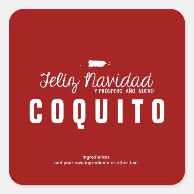 Röd jul Coquito Fyrkantigt Klistermärke (Framsida)