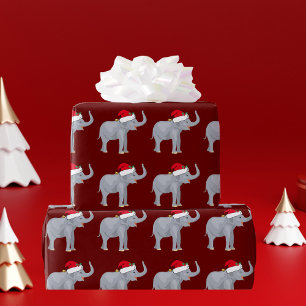 Röd jul elefant presentpapper