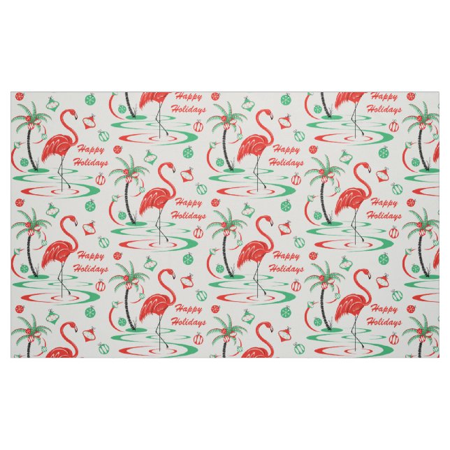 Röd jul Flamingo Glad helg stor Tyg (Fat Quarter)