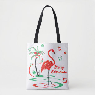 Röd jul Flamingo God jul över hela världen Tygkasse