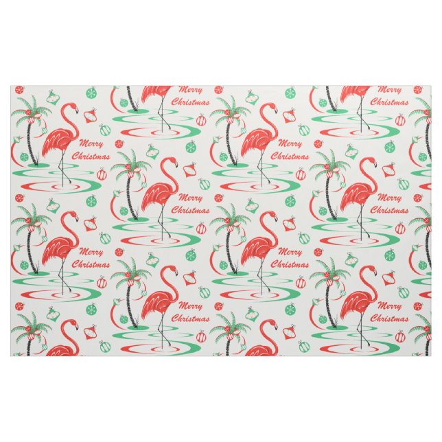 Röd jul Flamingo God jul stor Tyg (Fat Quarter)