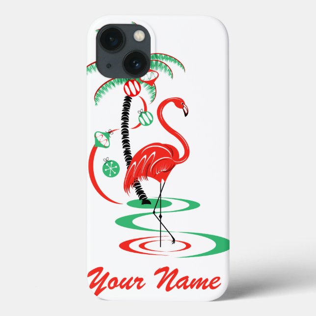 Röd jul Flamingo Namn iPad Mini fodral (Baksida)