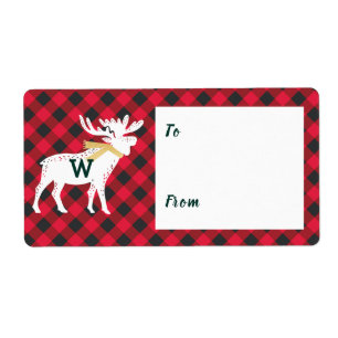 Röd jul för Monogram för buffelplädälg Fraktsedel