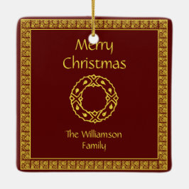 Röd jul för personligart nouveau julgransprydnad keramik